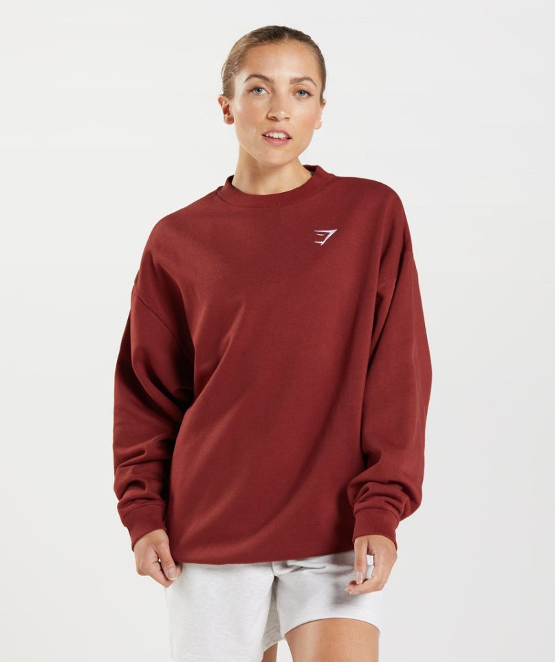 Women\'s Gymshark Training Oversized Sweatshirts Red | CA 3687AN